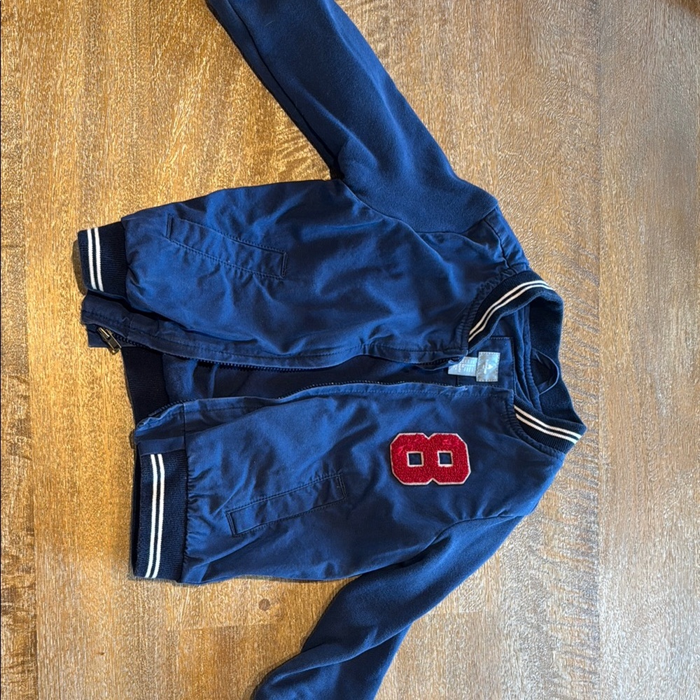 BabyGAP Blue and Red Varsity Jacket with Ribbed Cuffs- light wear, pictured